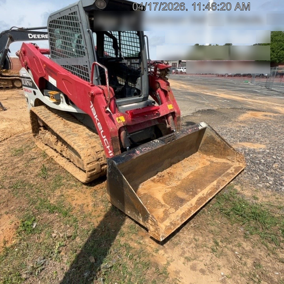 2019 Takeuchi TL12V2C Cab/Heat/Air w/Auxiliary Hydraulics, 2 Speed, Hydraulic QC 80" Tooth Bucket, 48" Pallet Forks