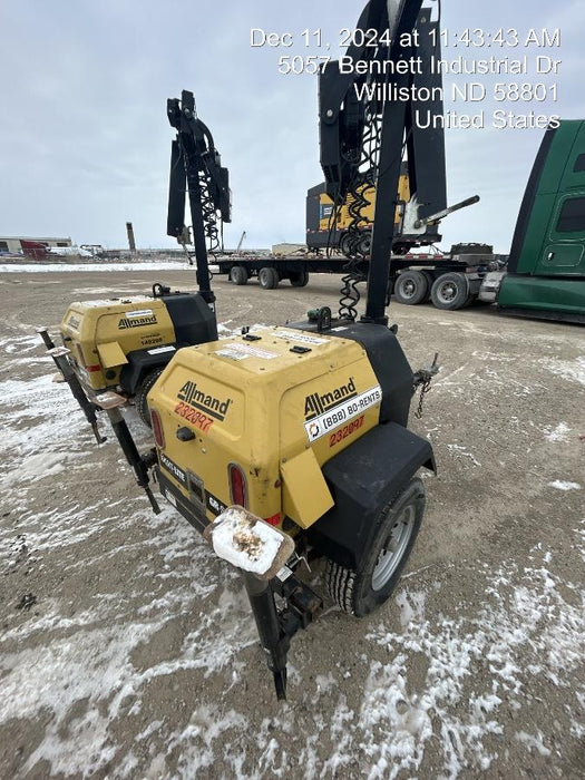 2022 Allmand NLV3GR (4) LED Light Fixture 350W, 23' Vertical Mast, 3kW Prime, Towable, Deep Sea L401, Leveling Jacks, Yanmar T4F 5.8hp