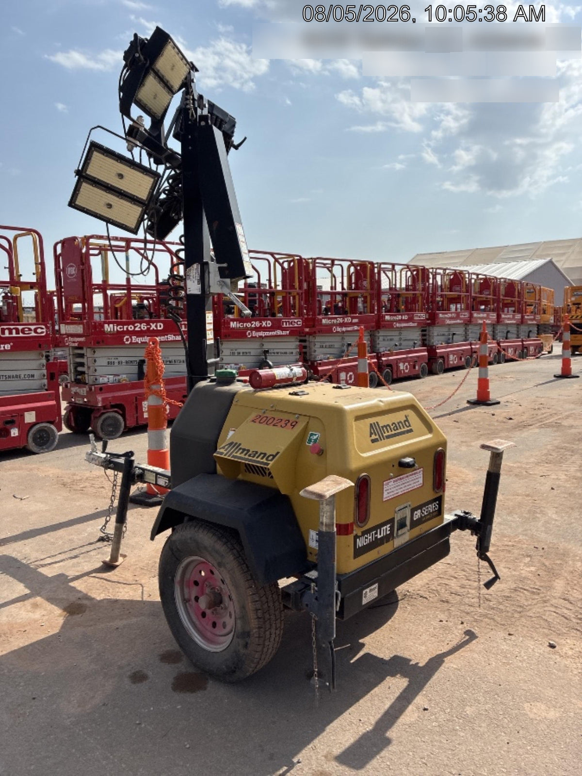 2022 Allmand NLV3GR (4) LED Light Fixture 350W, 23' Vertical Mast, 3kW Prime, Towable, Deep Sea L401, Leveling Jacks, Yanmar T4F 5.8hp
