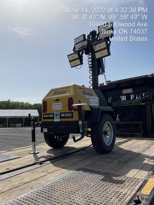 2022 Allmand NLV3GR (4) LED Light Fixture 350W, 23' Vertical Mast, 3kW Prime, Towable, Deep Sea L401, Leveling Jacks, Yanmar T4F 5.8hp