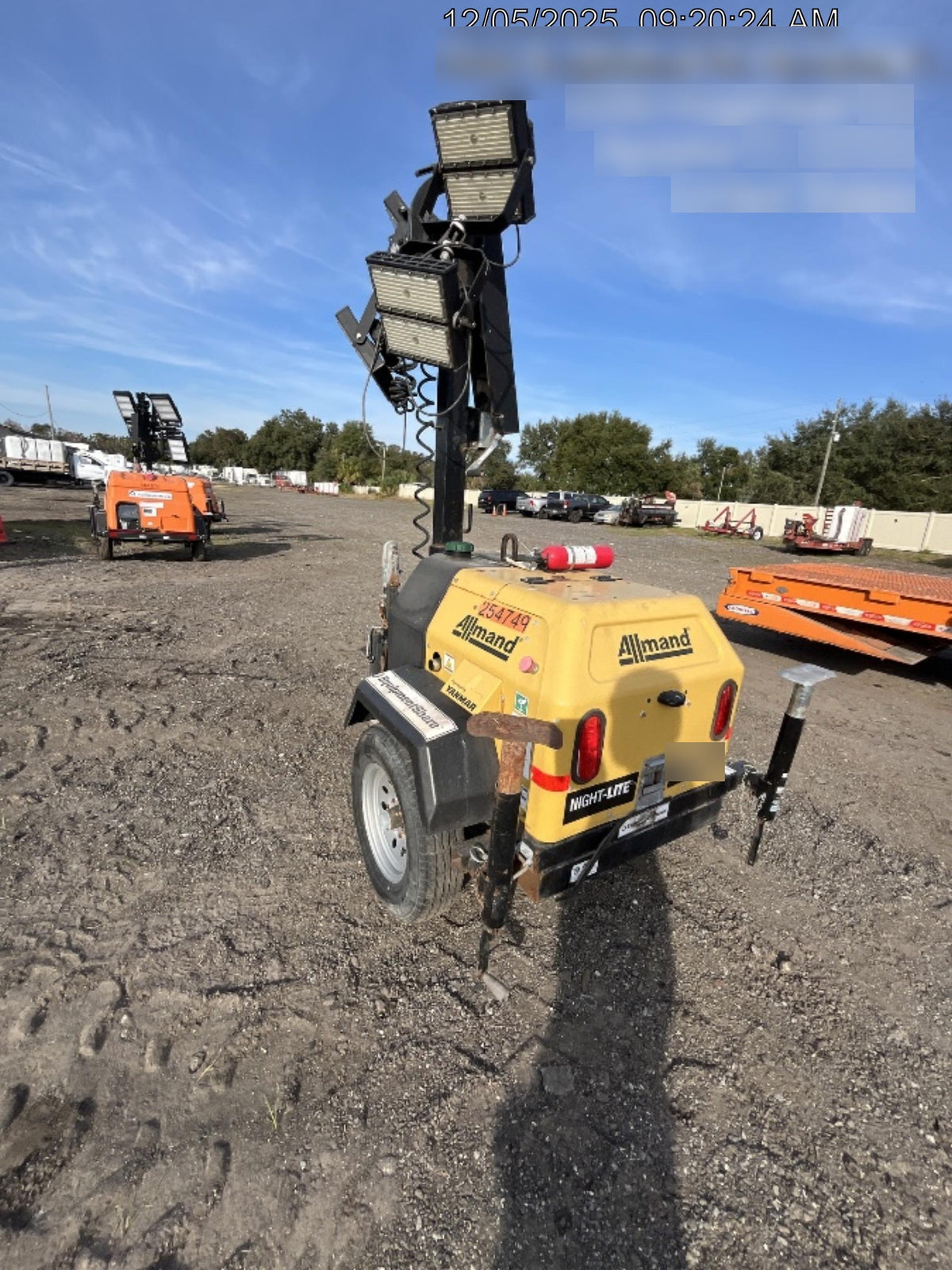 2022 Allmand NLV3GR (4) LED Light Fixture 350W, 23' Vertical Mast, 3kW Prime, Towable, ES Decals, T3