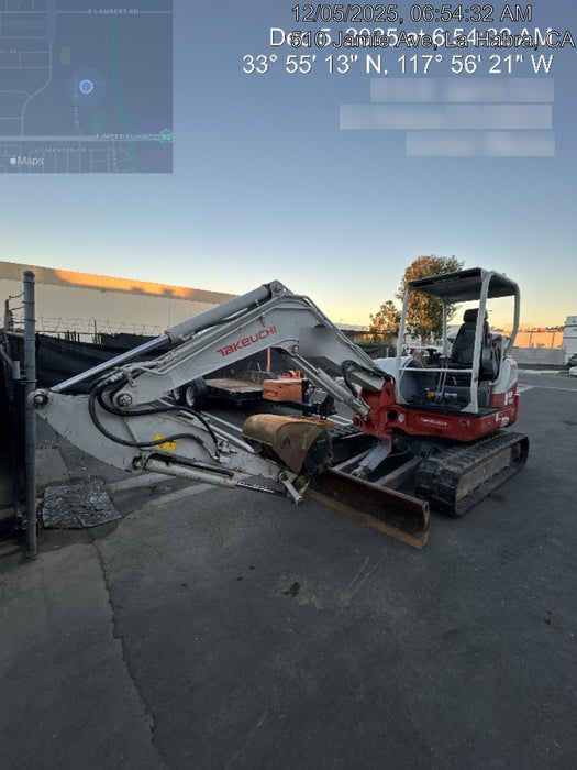 2019 Takeuchi TB260 Canopy, Standard Blade, Auxiliary hydraulics Manual QC, Hydraulic thumb, 12" ,18", 24" Bucket