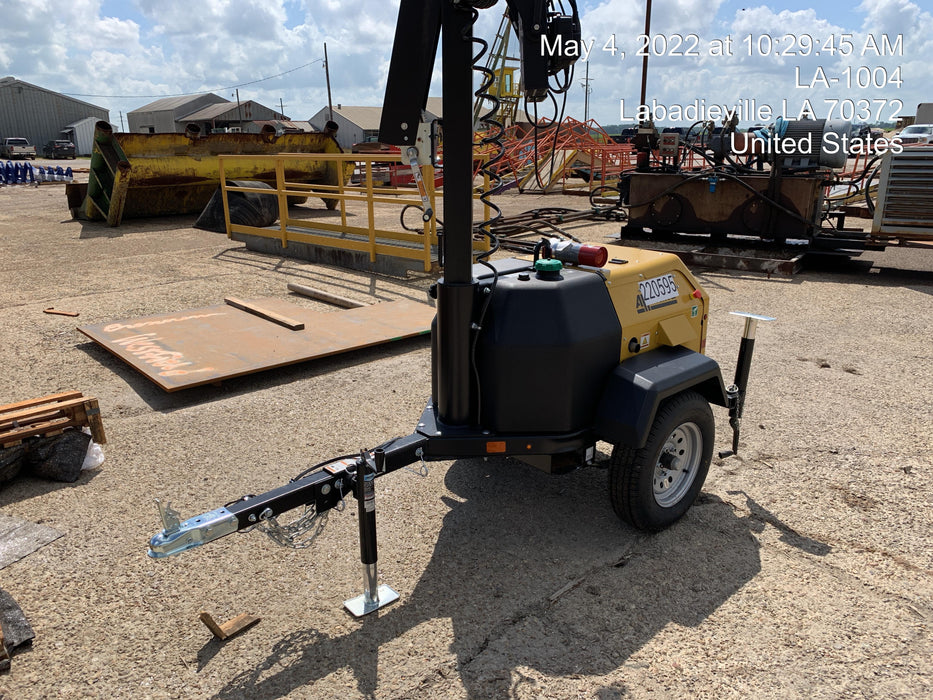 2022 Allmand NLV3GR (4) LED Light Fixture 350W, 23' Vertical Mast, 3kW Prime, Towable, Deep Sea L401, Leveling Jacks, Yanmar T4F 5.8hp