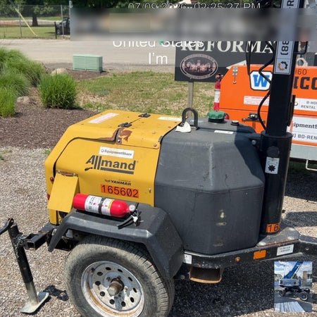 2021 Allmand NLV3GR (4) LED Light Fixture 350W, 23' Vertical Mast, 3kW Prime, Towable, Deep Sea L401, Leveling Jacks, Yanmar T4F 5.8hp