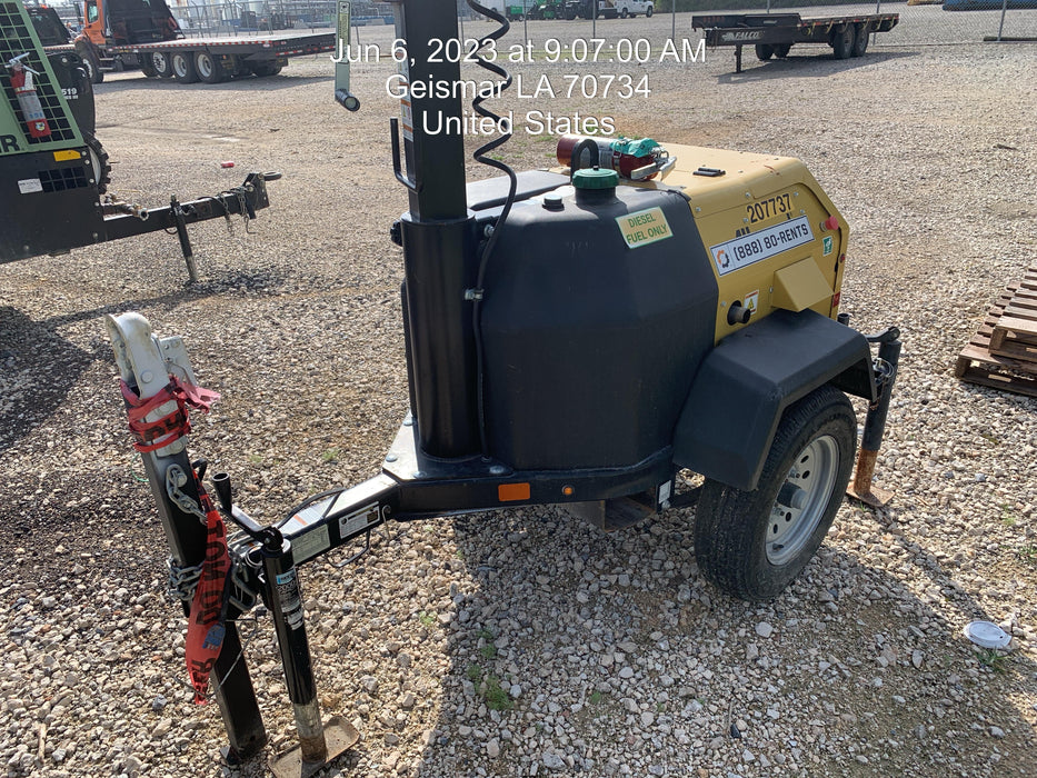 2022 Allmand NLV3GR (4) LED Light Fixture 350W, 23' Vertical Mast, 3kW Prime, Towable, Deep Sea L401, Leveling Jacks, Yanmar T4F 5.8hp