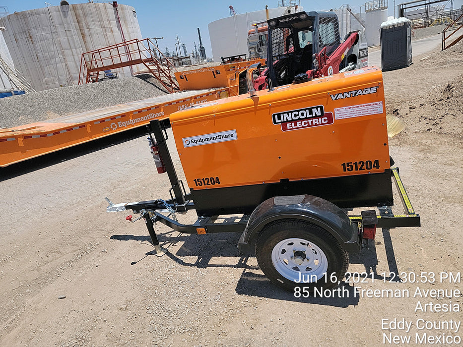 2021 Lincoln Electric Vantage 322 Vantage 322 Ready Pak 3 w/ Telematics & Decals, ORANGE (includes trailer, cable rack, fender light kit)