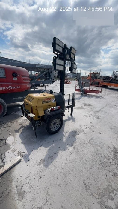 2022 Allmand NLV3GR (4) LED Light Fixture 350W, 23' Vertical Mast, 3kW Prime, Towable, ES Decals, T3