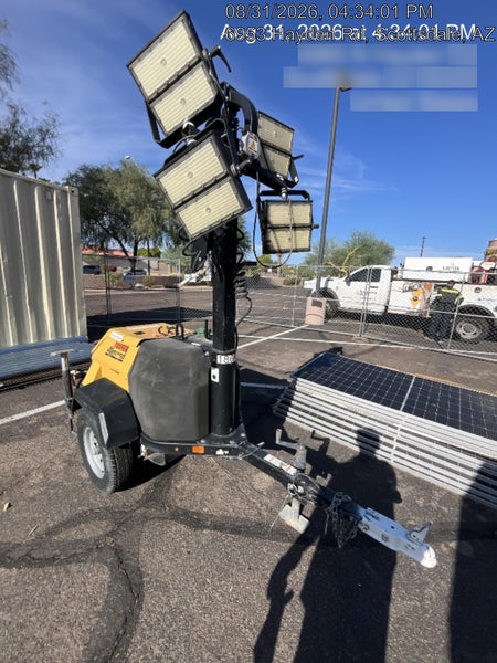Allmand NLV3GR (4) LED Light Fixture 350W, 23' Vertical Mast, 3kW Prime, Towable, Deep Sea L401, Leveling Jacks, Yanmar T4F 5.8hp