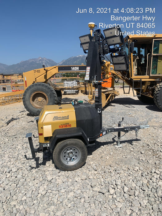 2021 Allmand NLV3GR (4) LED Light Fixture 350W, 23' Vertical Mast, 3kW Prime, Towable, Deep Sea L401, Leveling Jacks, Yanmar T4F 5.8hp