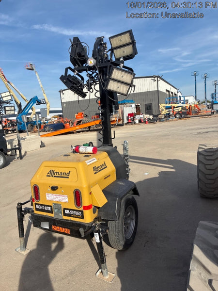 2022 Allmand NLV3GR (4) LED Light Fixture 350W, 23' Vertical Mast, 3kW Prime, Towable, ES Decals, T3