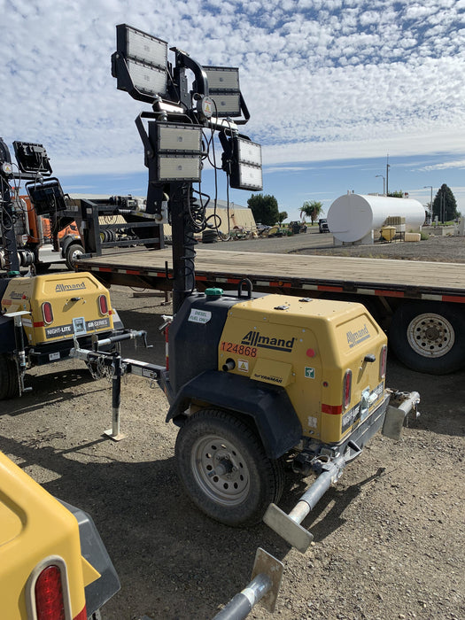 2020 Allmand NLV3GR (4) LED Light Fixture 350W, 23' Vertical Mast, 3kW Prime, Towable, Deep Sea L401, Leveling Jacks, Yanmar T4F 5.8hp