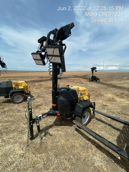 2021 Allmand NLV3GR (4) LED Light Fixture 350W, 23' Vertical Mast, 3kW Prime, Towable, Deep Sea L401, Leveling Jacks, Yanmar T4F 5.8hp