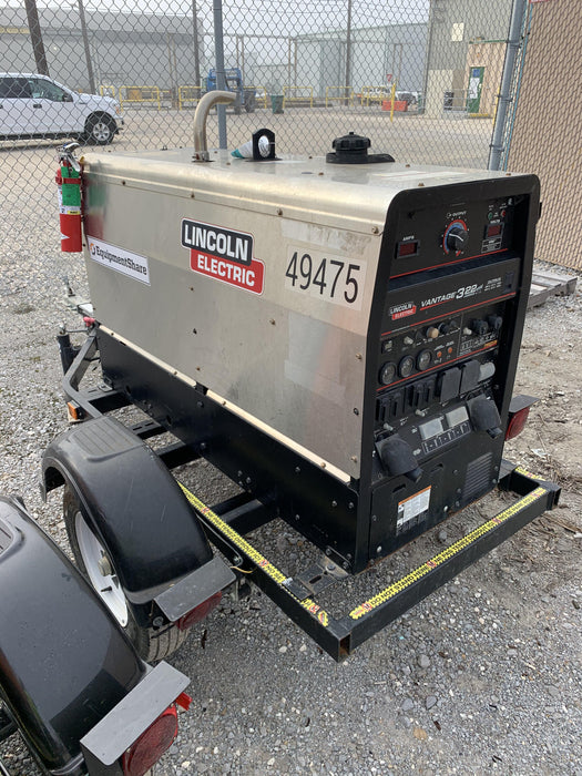 2019 Lincoln Electric Vantage 322 Ready-Pak 3, Two Wheel Trailer, Fender and Light Kit, Cable Rack