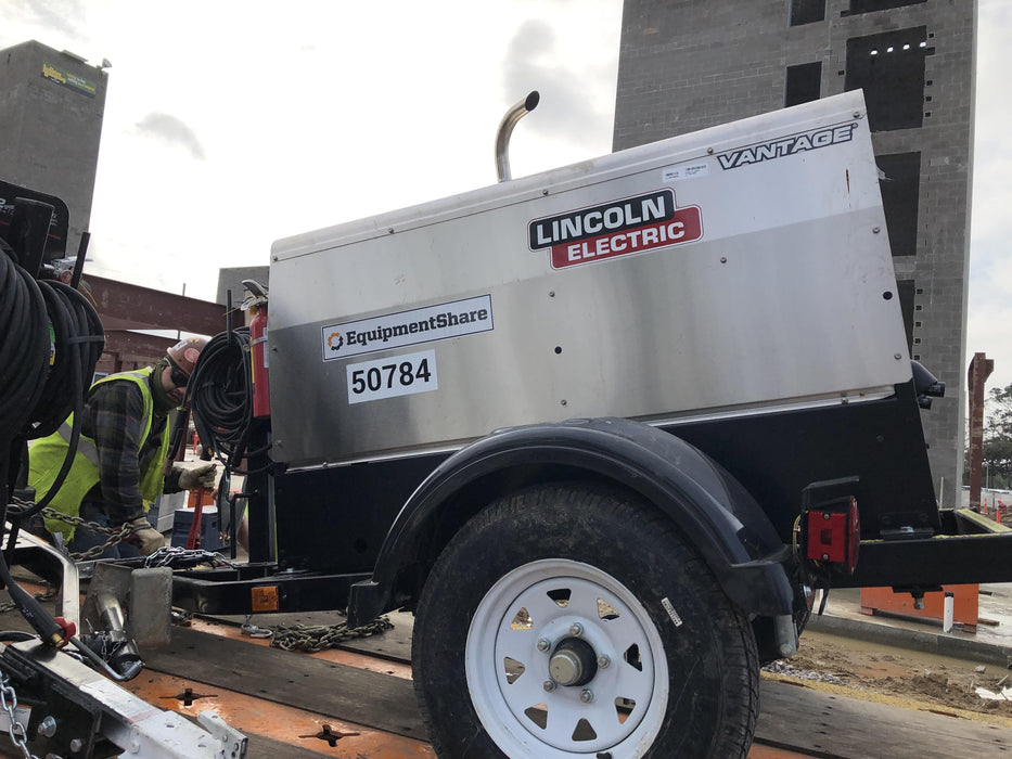 2019 Lincoln Electric Vantage 322 Welder Ready-Pak 3, Two wheel trailer, Fender and Light kit, Cable Rack