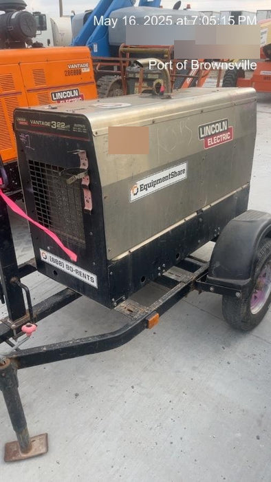 2019 Lincoln Electric Vantage 322 Welder Ready-Pak 3, Two wheel trailer, Fender and Light kit, Cable Rack