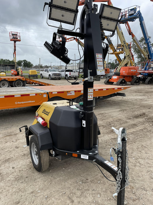 2022 Allmand NLV3GR (4) LED Light Fixture 350W, 23' Vertical Mast, 3kW Prime, Towable, Deep Sea L401, Leveling Jacks, Yanmar T4F 5.8hp