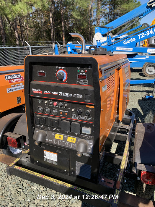 2024 Lincoln Electric Vantage 322 Welder Ready-Pak 3, Two wheel trailer, Fender and Light kit, Cable Rack, Orange