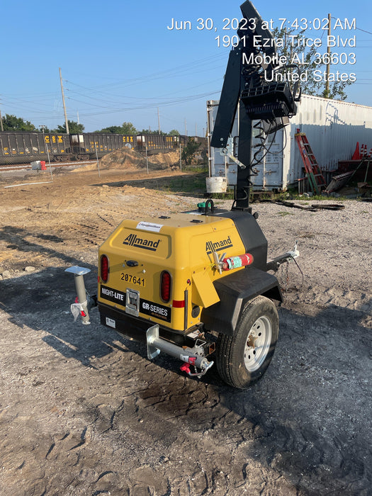 2022 Allmand NLV3GR (4) LED Light Fixture 350W, 23' Vertical Mast, 3kW Prime, Towable, Deep Sea L401, Leveling Jacks, Yanmar T4F 5.8hp