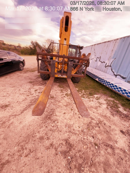 2019 JCB 510-56 Enclosed Cab, 74 HP, Solid Tires, Worklights, Beacon, Aux Hydraulics, Lifting Eye w/66" Carriage/60" Forks