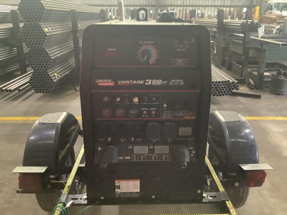 2019 Lincoln Electric Vantage 322 Ready-Pak 3, Two Wheel Trailer, Fender and Light Kit, Cable Rack