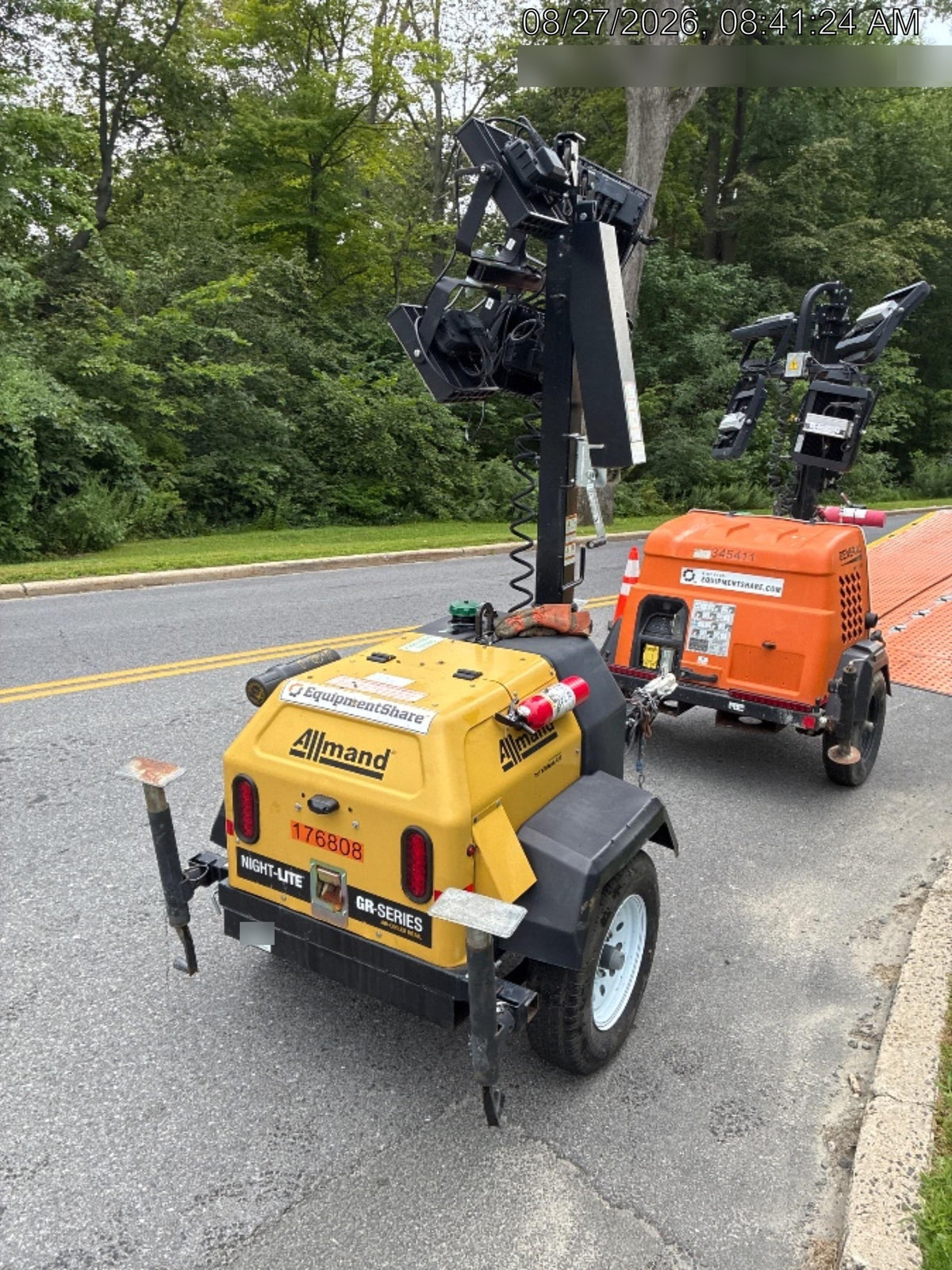 Allmand NLV3GR (4) LED Light Fixture 350W, 23' Vertical Mast, 3kW Prime, Towable, Deep Sea L401, Leveling Jacks, Yanmar T4F 5.8hp