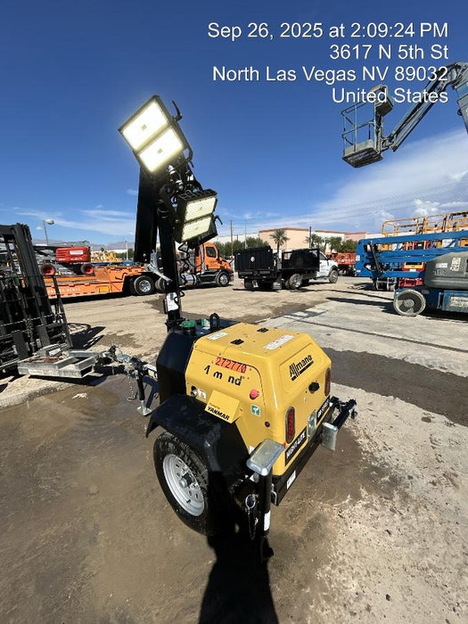 2022 Allmand NLV3GR (4) LED Light Fixture 350W, 23' Vertical Mast, 3kW Prime, Towable, ES Decals, T3