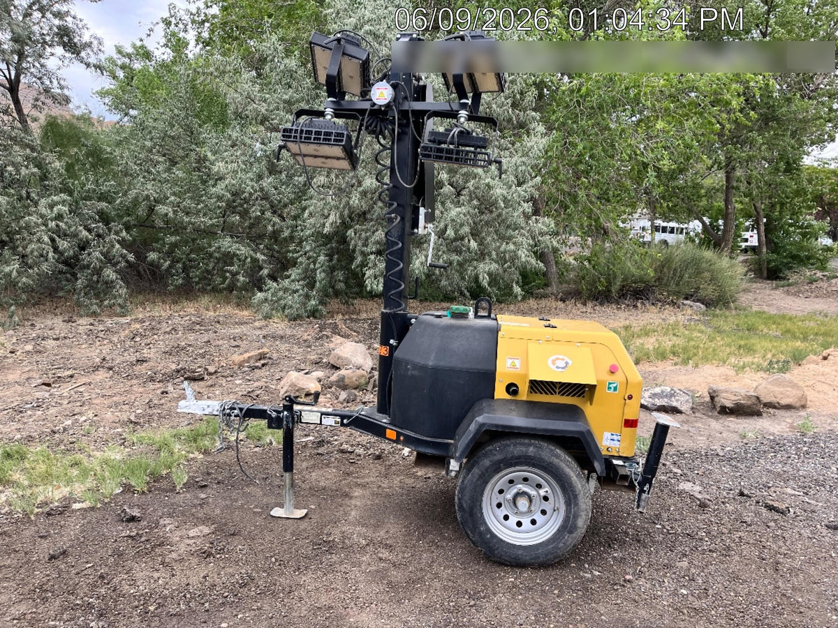 2022 Allmand NLV3GR (4) LED Light Fixture 350W, 23' Vertical Mast, 3kW Prime, Towable, ES Decals, T3