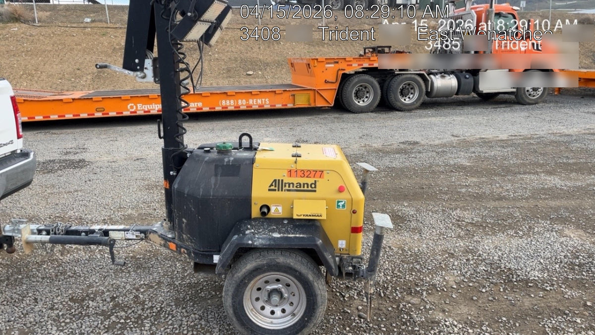2020 Allmand NLV3GR (4) LED Light Fixture 350W, 23' Vertical Mast, 3kW Prime, Towable, Deep Sea L401, Leveling Jacks, Yanmar T4F 5.8hp