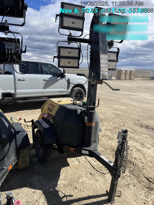 2022 Allmand NLV3GR (4) LED Light Fixture 350W, 23' Vertical Mast, 3kW Prime, Towable, ES Decals, T3