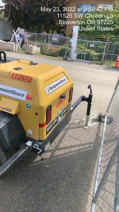 2021 Allmand NLV3GR (4) LED Light Fixture 350W, 23' Vertical Mast, 3kW Prime, Towable, Deep Sea L401, Leveling Jacks, Yanmar T4F 5.8hp