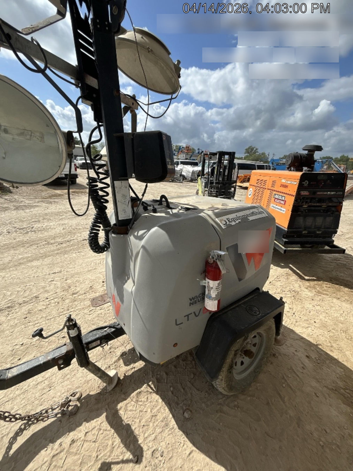Wacker Neuson LTV6K-MH Power mast, 1100W MH, Fuel Sensors, Wiring Harness