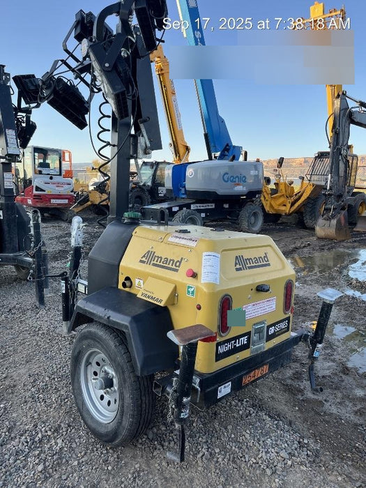 2022 Allmand NLV3GR (4) LED Light Fixture 350W, 23' Vertical Mast, 3kW Prime, Towable, ES Decals, T3