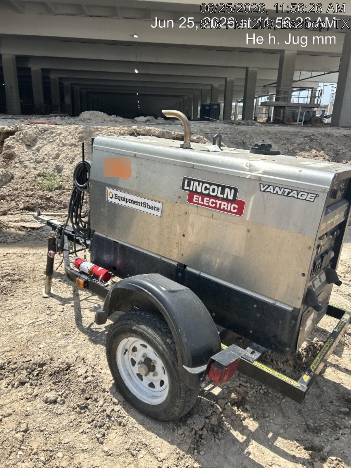 2019 Lincoln Electric Vantage 322 Welder Ready-Pak 3, Two wheel trailer, Fender and Light kit, Cable Rack