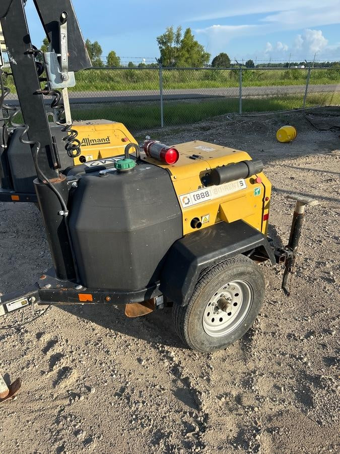 2022 Allmand NLV3GR (4) LED Light Fixture 350W, 23' Vertical Mast, 3kW Prime, Towable, Deep Sea L401, Leveling Jacks, Yanmar T4F 5.8hp