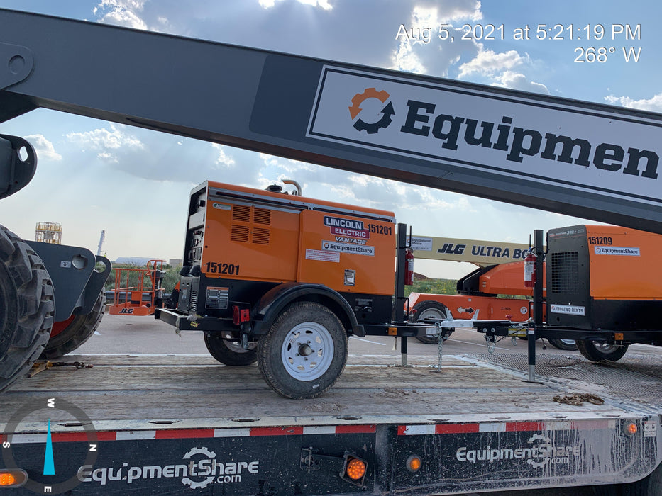 2021 Lincoln Electric Vantage 322 Vantage 322 Ready Pak 3 w/ Telematics & Decals, ORANGE (includes trailer, cable rack, fender light kit)