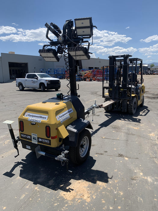 2021 Allmand NLV3GR (4) LED Light Fixture 350W, 23' Vertical Mast, 3kW Prime, Towable, Deep Sea L401, Leveling Jacks, Yanmar T4F 5.8hp