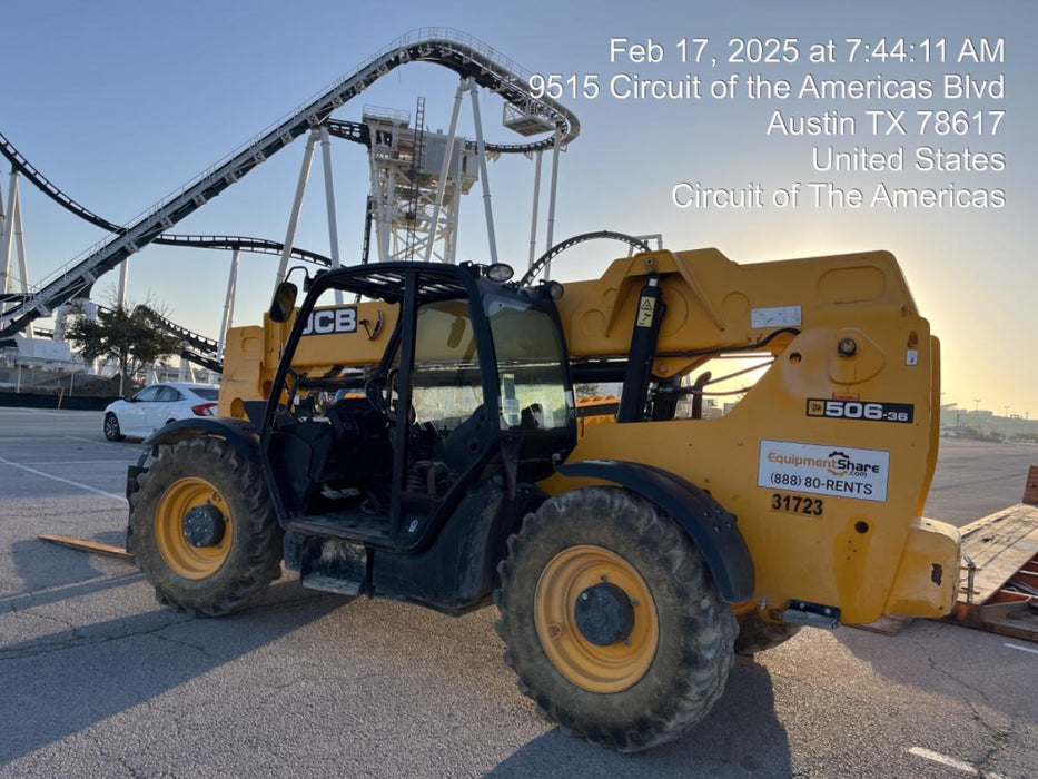 2019 JCB 506-36 Canopy, 74 HP, Foam Filled Tires, STD Worklight, Beacon, Aux Hydraulics, Lifting Eye, Back up Alarm 48" Carriage/48" Forks