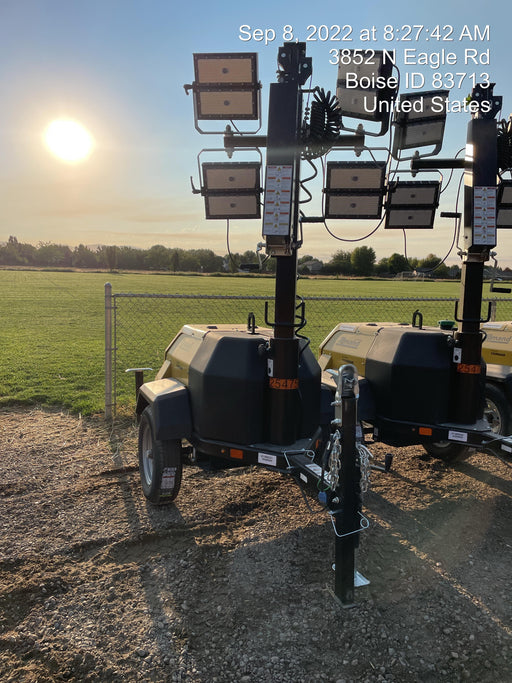 2022 Allmand NLV3GR (4) LED Light Fixture 350W, 23' Vertical Mast, 3kW Prime, Towable, ES Decals, T3