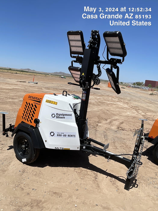 2024 Generac MLT2 Diesel, Flex Switch 120V Input, Powerzone Controller, 
(4) 320W LED Lights, 4kW Generator, 39.9 Gal Fuel Tank, 2" Ball, T3