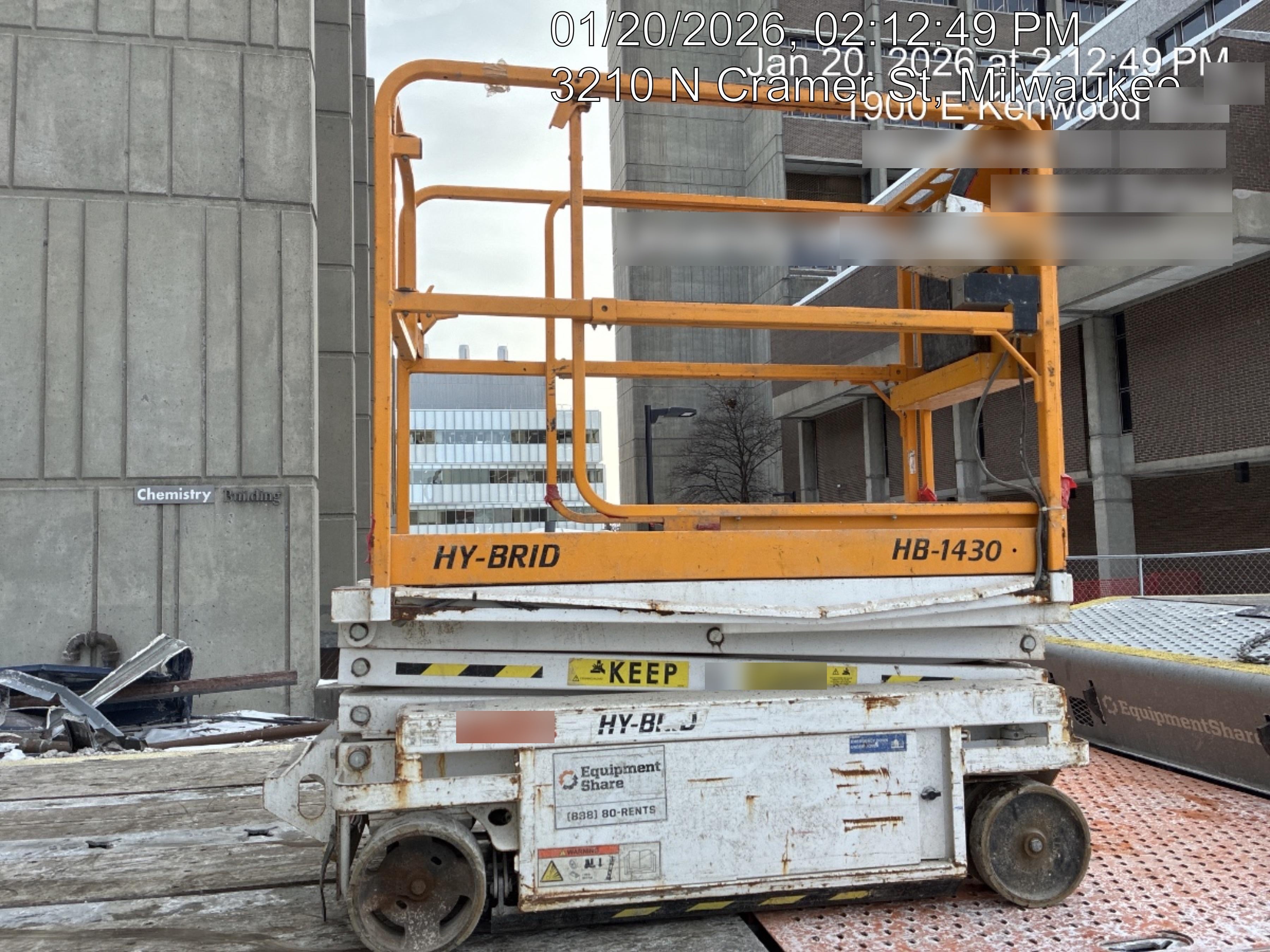 Custom Equipment HB-1430 Hy-Brid Scissor Lift
Platform capacity up to 670 lbs
Working height up to 20 ft
Weighs under 1,700 lbs
Non-marking wheels