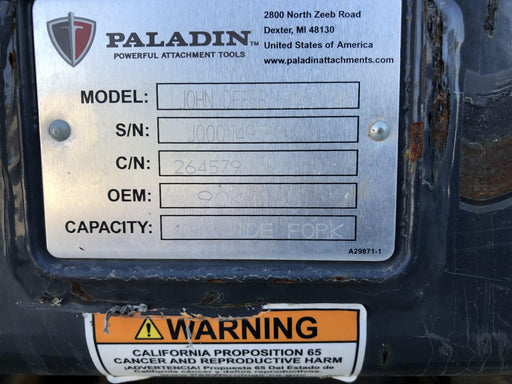 2019 PALADIN 96" Loader Fork Carriage - Paladin