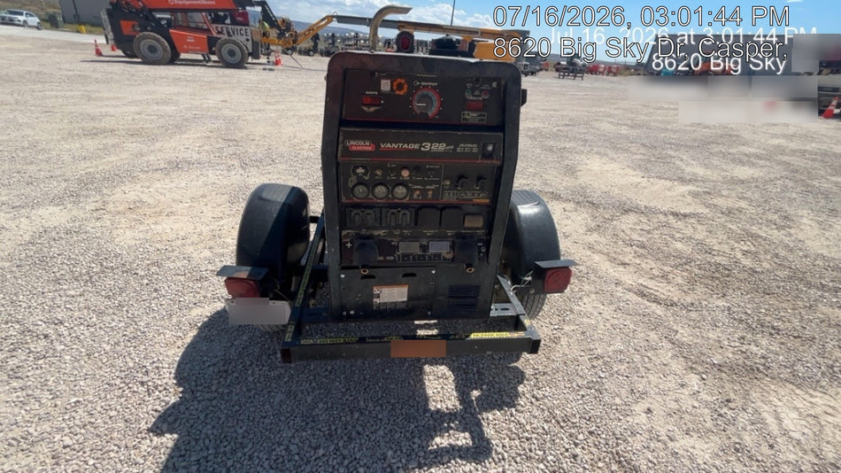 2019 Lincoln Electric Vantage 322 Welder Ready-Pak 3, Two wheel trailer, Fender and Light kit, Cable Rack