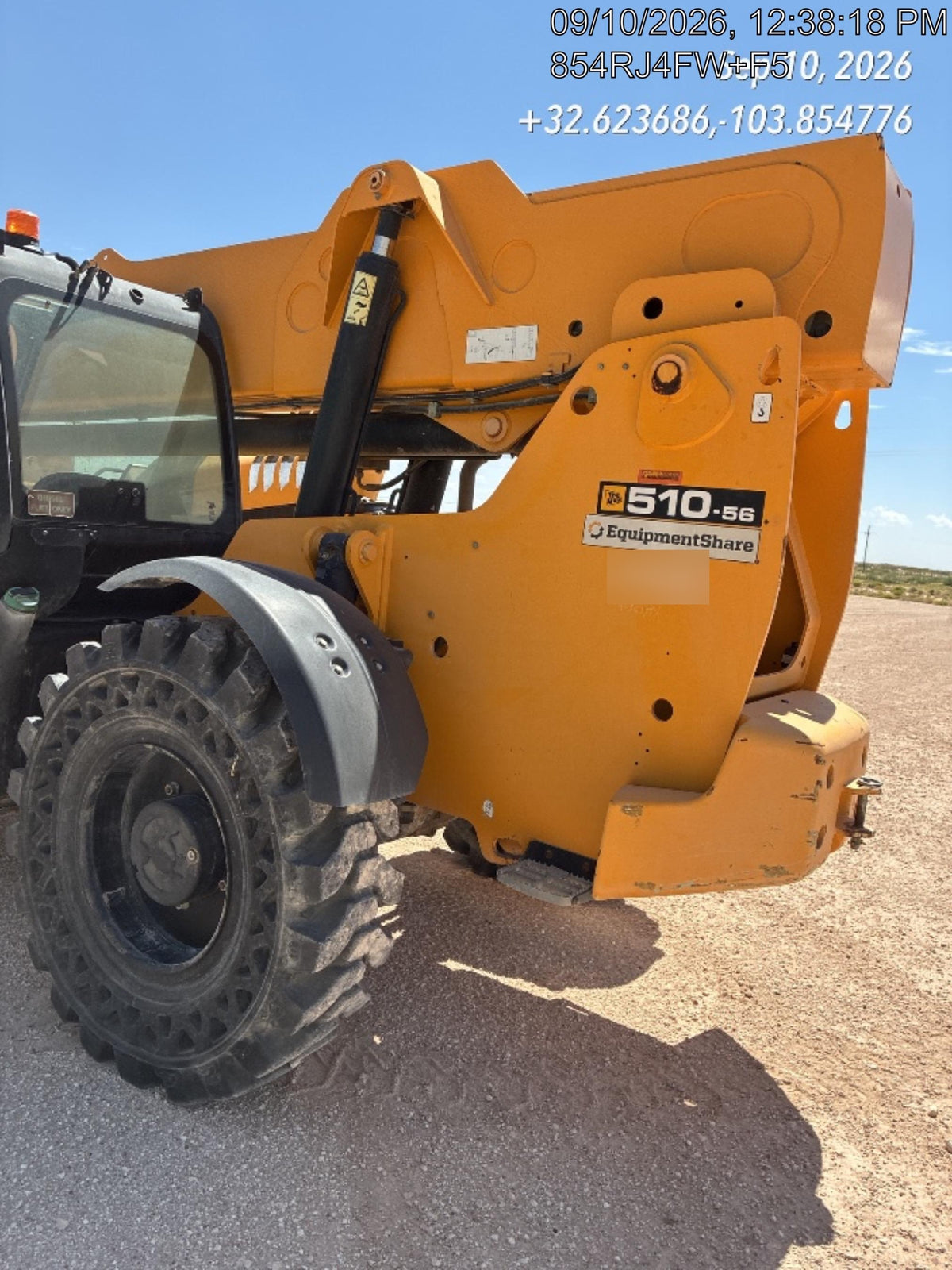2019 JCB 510-56 Open ROPS, 74 HP, Solid Tires, Worklights, Beacon, Aux Hydraulics, Lifting Eye 72" Carriage/60" Forks