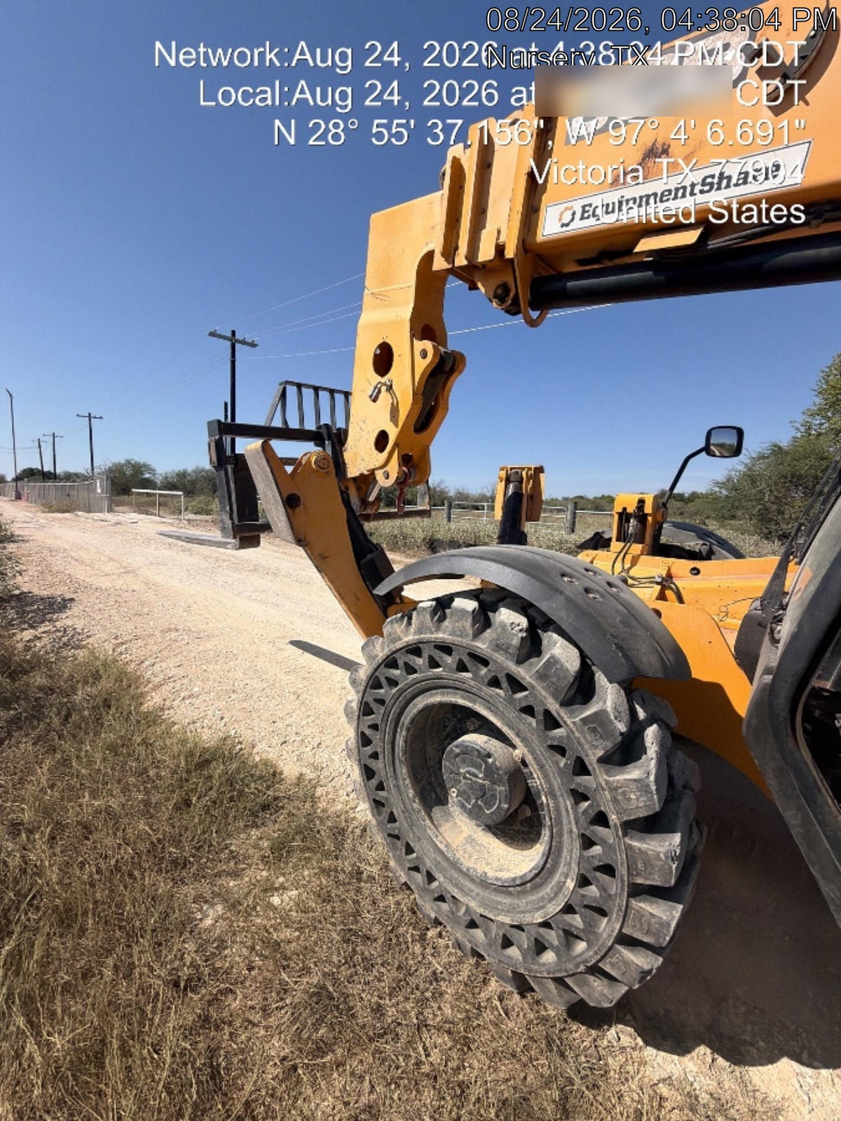 2019 JCB 512-56 74 HP w/CAB/HVAC, Beacon, Aux Hydraulics, Worklights, Solid Tires w/60" Carriage/Forks