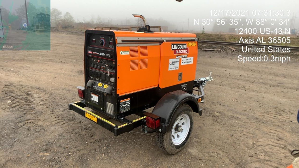 2021 Lincoln Electric Vantage 322 Vantage 322 Ready Pak 3 w/ Decals, ORANGE (includes trailer, cable rack, fender light kit) NO Telematics
