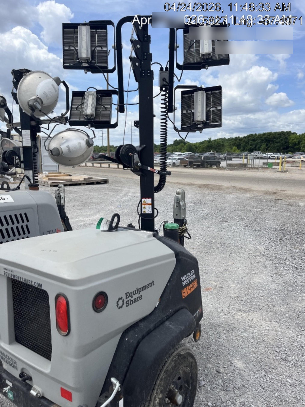 2019 Wacker Neuson LTV6L-MH Wacker Neuson LTV6L Mobile Light Tower w/Fuel Level Sensor Installed
