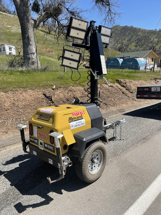 2022 Allmand NLV3GR (4) LED Light Fixture 350W, 23' Vertical Mast, 3kW Prime, Towable, ES Decals, T3