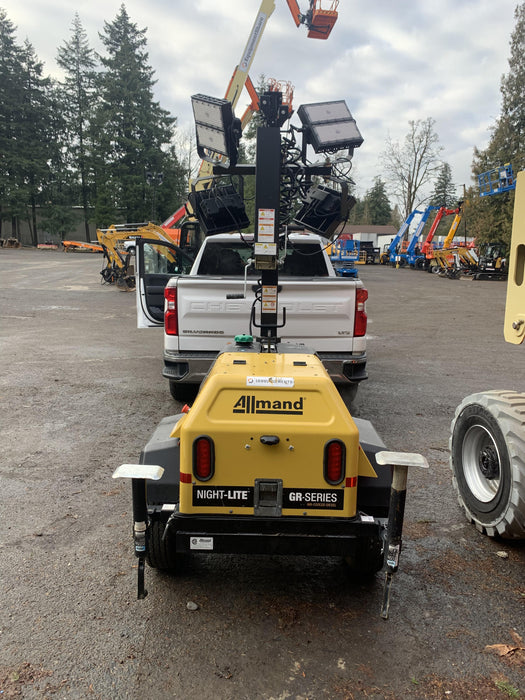 2022 Allmand NLV3GR (4) LED Light Fixture 350W, 23' Vertical Mast, 3kW Prime, Towable, Deep Sea L401, Leveling Jacks, Yanmar T4F 5.8hp