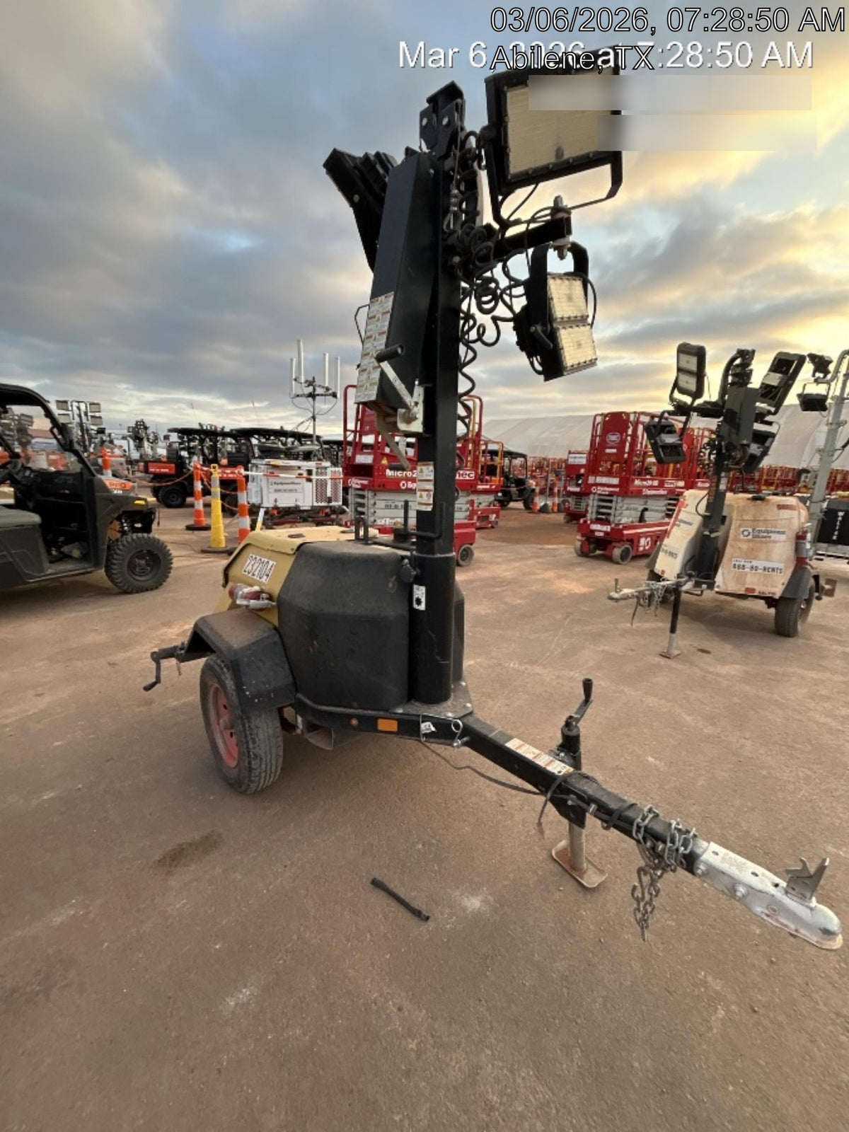 2022 Allmand NLV3GR (4) LED Light Fixture 350W, 23' Vertical Mast, 3kW Prime, Towable, Deep Sea L401, Leveling Jacks, Yanmar T4F 5.8hp