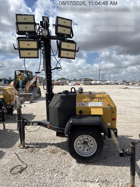 2022 Allmand NLV3GR (4) LED Light Fixture 350W, 23' Vertical Mast, 3kW Prime, Towable, Deep Sea L401, Leveling Jacks, Yanmar T4F 5.8hp
